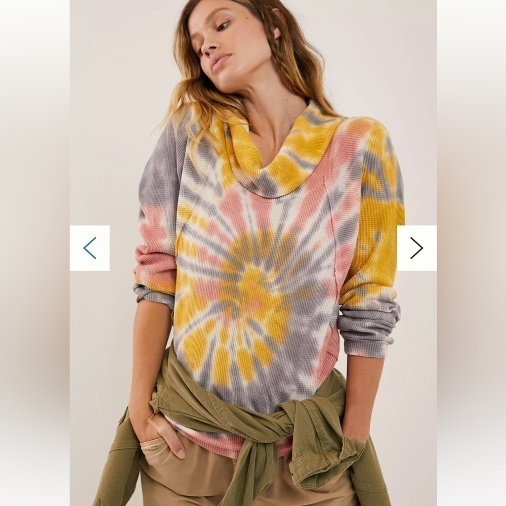 anthropologie Sz Xs Pilcro Angie Mock Neck tie-dye Waffle Top